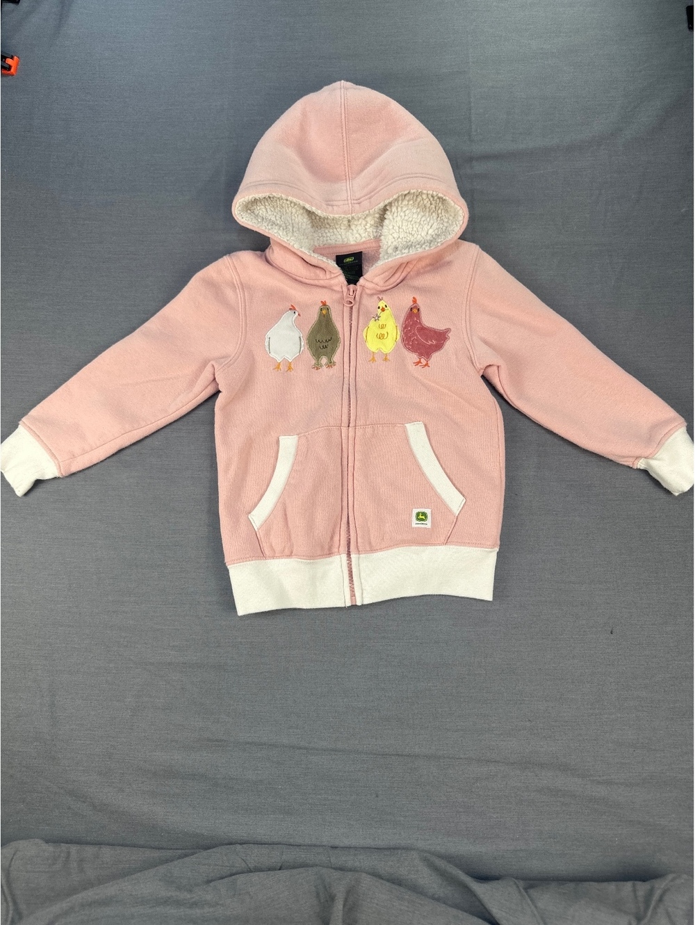 John Deere Girls Hoodie 3T Pink Sherpa Lined Fleece
